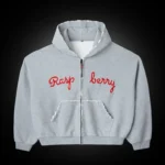 RASPBERRY SCRIPT ZIP UP GREY